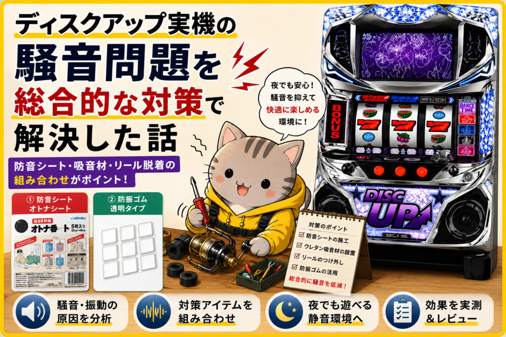 ディスクアップ実機】スロット実機のリール音を改善する方法と騒音対策 
